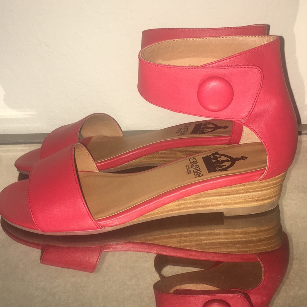 Red Wedge Sandals